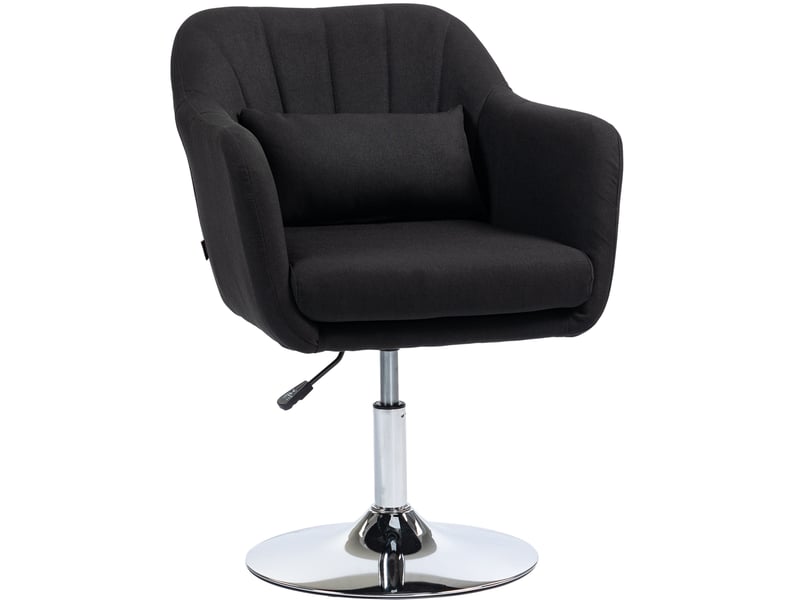 Fauteuil pivotant réglable noir en polyester, avec accoudoirs et coussin lombaire, idéal bureau et salon - Conforama A