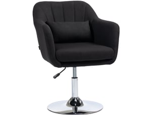 Fauteuil pivotant réglable noir en polyester, avec accoudoirs et coussin lombaire, idéal bureau et salon