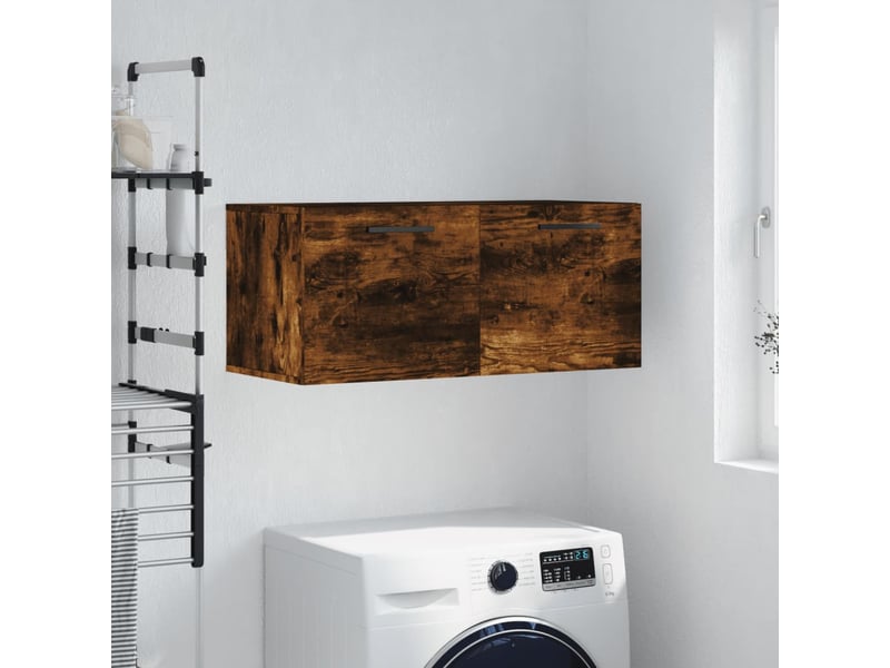  Armoire murale salon, meuble de rangement chêne fumé 80x36,5x35 cm bois d'ingénierie  - Conforama B