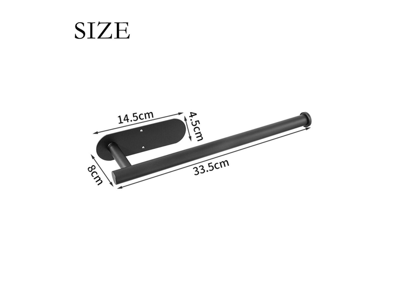 2-pack of stainless steel tissue holders, 33.5cm, wall-mounted, suitable for kitchens and bathrooms, with self-adhesive adhesive (black) - Conforama B