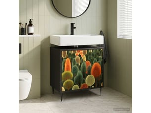 Armoire de salle de bain, meuble de rangement zaandam chêne noir 60x40x61 cm