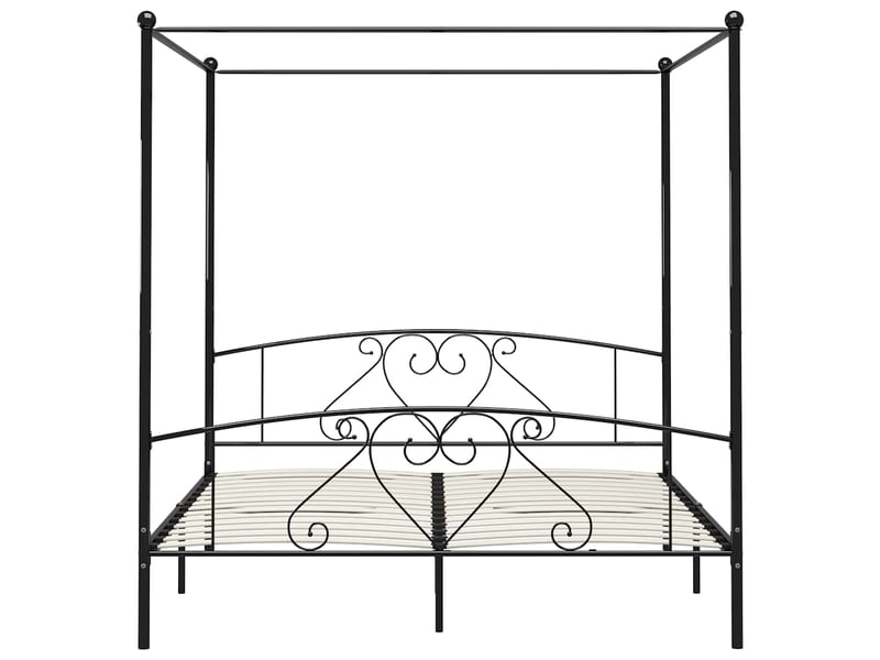 Lit double- lit adulte - cadre de lit sans matelas avec baldaquin noir 200x200 cm métal - Conforama B