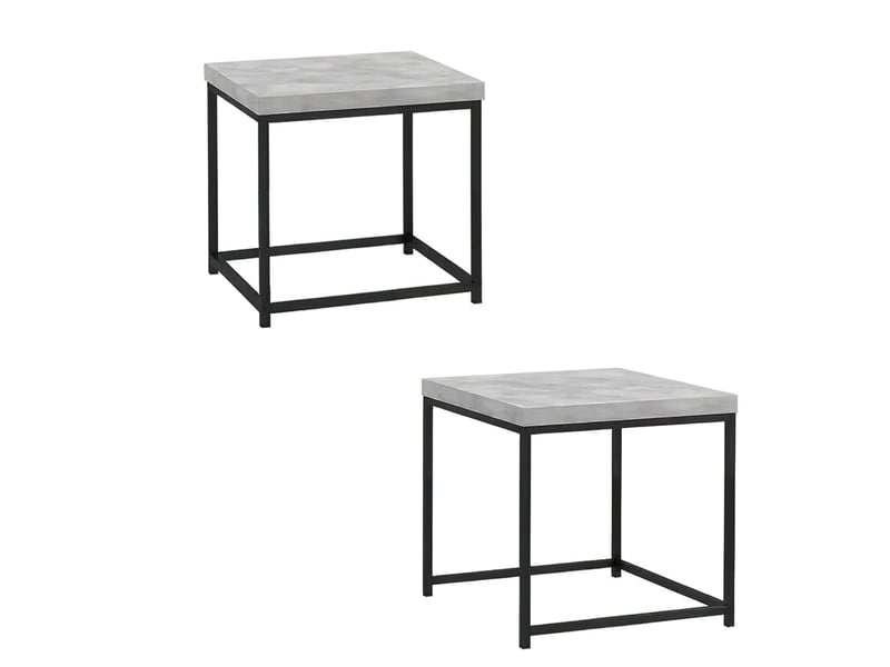  Lot de 2 tables basses gigognes, table basse carrée 45x45 cm, cadre en acier robuste noir, plateau gris, gain de place  - Conforama A