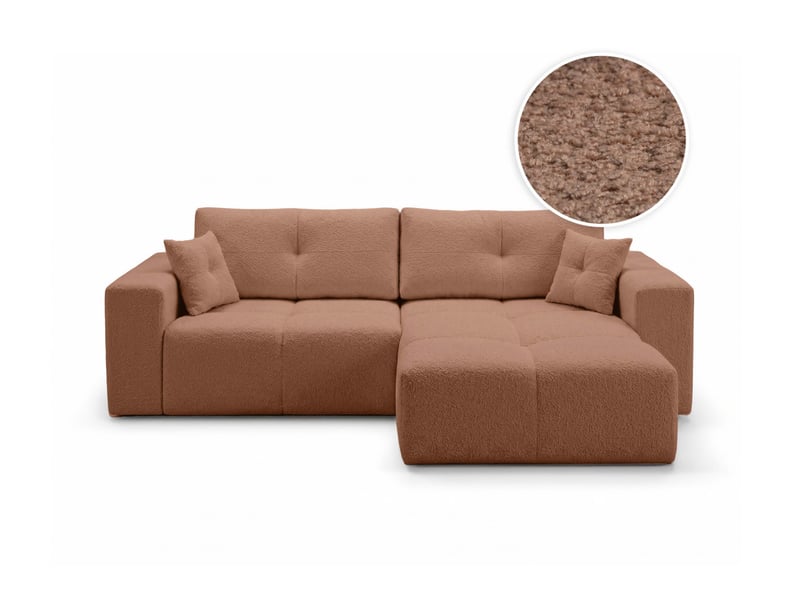  Celine - canapé d'angle convertible et réversible 4 places en bouclette  - Conforama A
