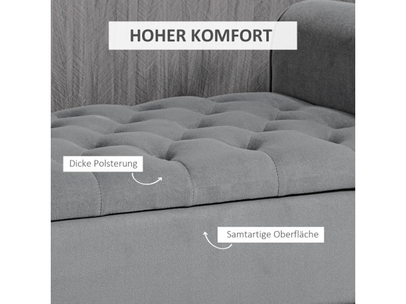  Banc rembourré gris effet velours avec rangement, 126x48,5x47 cm, charge 120 kg, pour chambre et entrée  - Conforama E