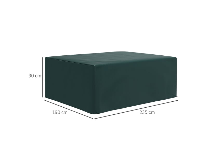  Housse de protection rectangulaire pour mobilier de jardin, imperméable, résistante aux uv et à la poussière, 235 x 190 x 90 cm, verte  - Conforama E