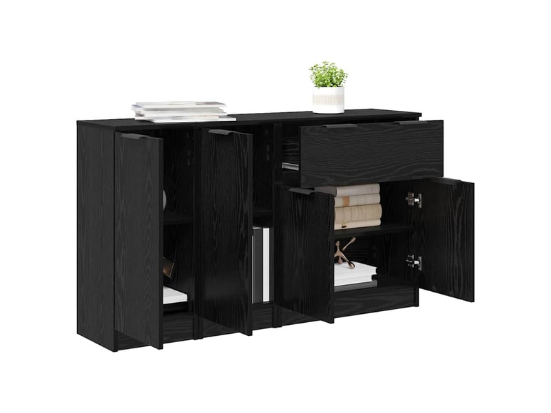 Buffet - bahut - meuble de rangement 3 pc chêne noir 69,5 x 34 x 180 cm bois d'ingénierie - Conforama C