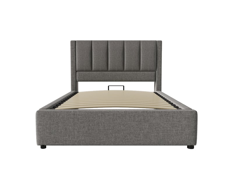 Lit coffre 90 x 200 cm avec sommier relevable, sans matelas, gris - Conforama W