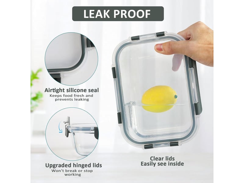Lot de 6 boîtes de conservation en verre pour repas – contenants hermétiques avec couvercles - Conforama C
