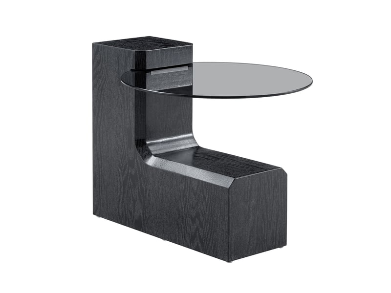  Set de tables basses séparables, verre gris transparent et mdf effet bois noir, design modulable  - Conforama E