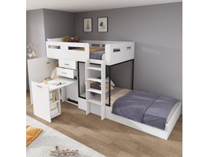 Lit superposé 90x200 cm <strong>OKWISH</strong>  <strong></strong> coloris blanc