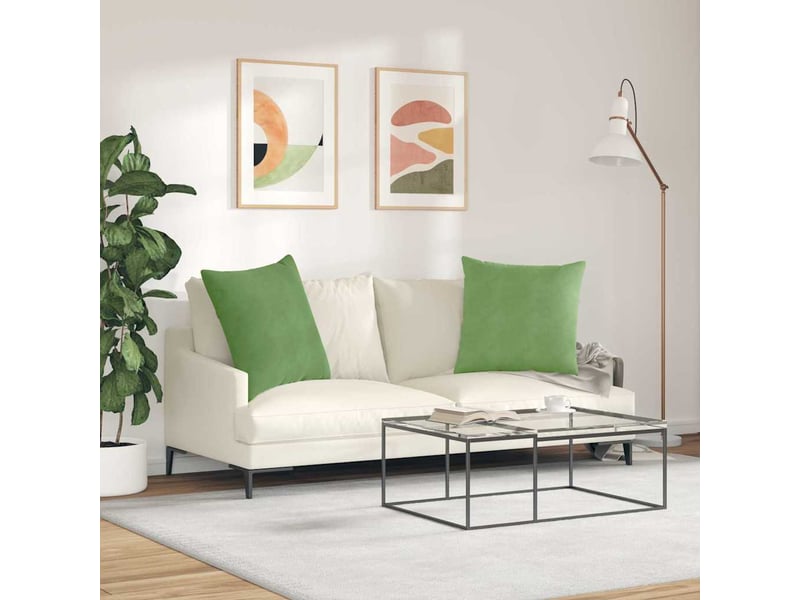  Lot de 2 coussins de canapé, coussins décoratifs vert clair 80 x 80 cm cf59176  - Conforama D