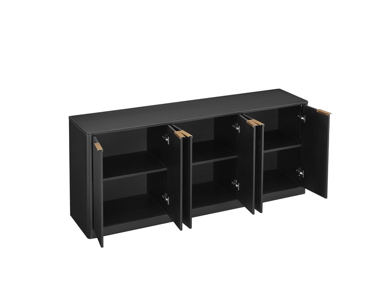  Buffet modèle wave 170 cm, noir, 6 portes, design ondulé, meuble rangement moderne 170x40x70,5 cm  - Conforama D