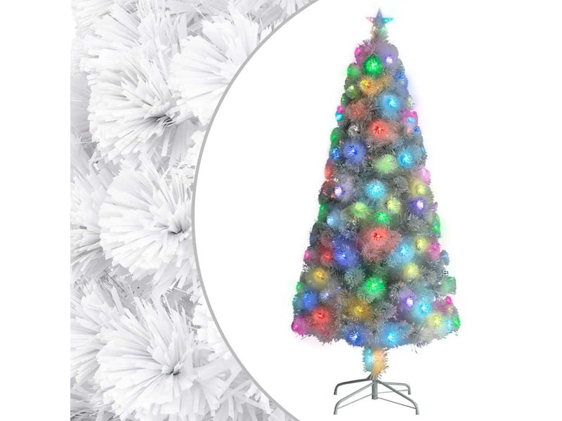 Sapin de noël, arbre de noël artificiel pré-éclairé blanc 150 cm fibre optique  - Conforama B