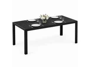 Table de jardin ulevr rectangulaire 190 x 84,5 x 72 cm, résistante aux intempéries, plateau en composite bois-plastique, structure en aluminium, noire