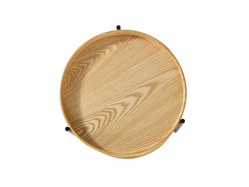  Table basse ronde à 2 plateaux, structure ouverte, style moderne, pour salon, en bois massif et mdf, naturel  - Conforama E