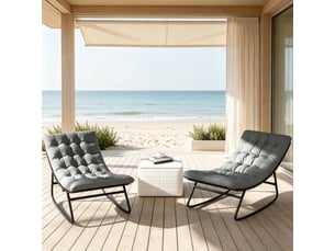 Lot de 2 fauteuils à bascule de jardin,64x101x71 cm,mesh,gris foncé et noir