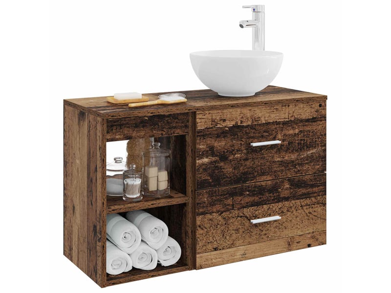 Ensemble de mobilier de salle de bain 2 pc bois ancien cf64024 - Conforama C