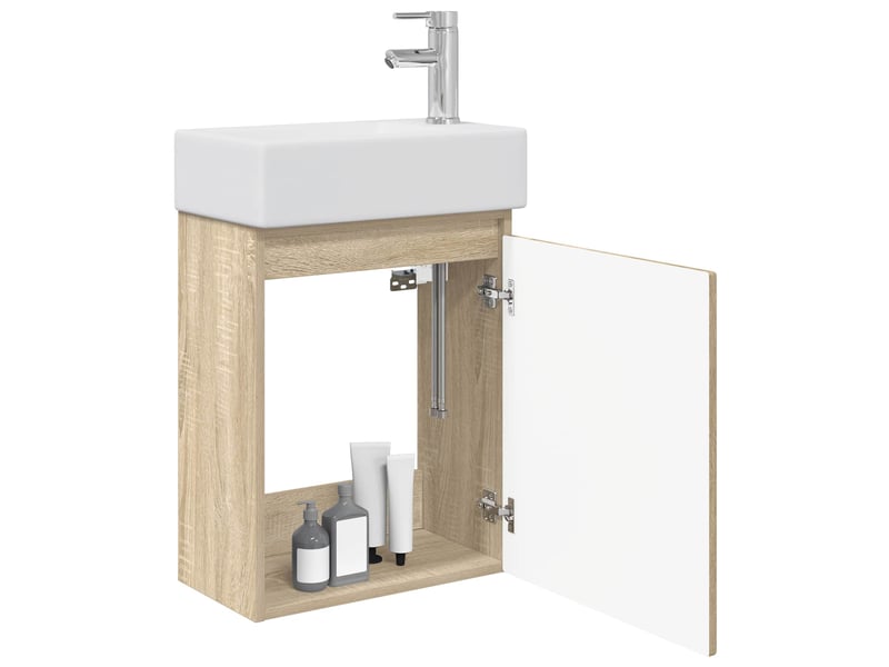  Meuble de rangement salle de bain avec robinet chêne sonoma shl7652  - Conforama C