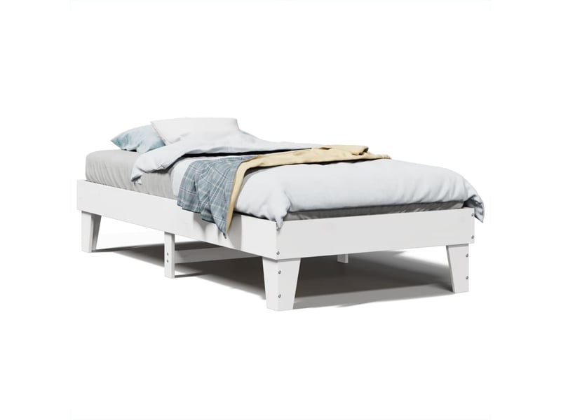  Lit simple- lit adulte -  cadre de lit sans matelas blanc 100x200 cm bois de pin massif  - Conforama A