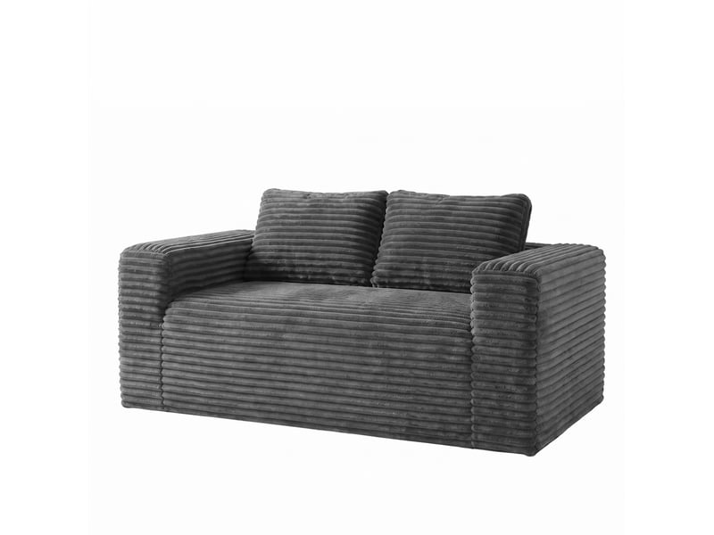  Canapé 2 places 160 x 88 x 58 cm – gris – mousse haute densité et tissu velours côtelé sans montage  - Conforama A