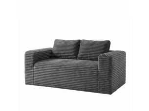 Canapé 2 places 160 x 88 x 58 cm – gris – mousse haute densité et tissu velours côtelé sans montage