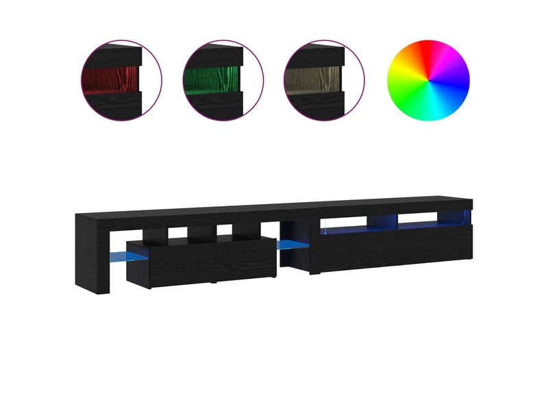  Meuble tv - banc tv - meuble de rangement 2 pcs chêne noir bois d'ingénierie  - Conforama D