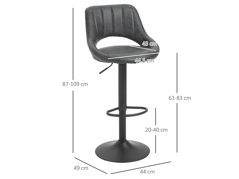  Ensemble de 2 tabourets de bar réglables en hauteur avec repose-pieds en similicuir  - Conforama E