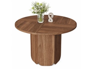 Table à manger ronde ulevr 120 cm pour 4-6 personnes, style scandinave minimaliste, mdf, couleur noyer, résistante aux rayures