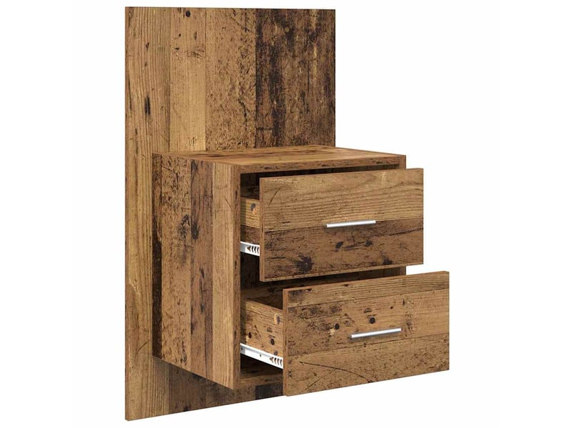 Table de chevet mural 2 pièces bois ancien 48,5 x 32,5 x 80 cm - Conforama E