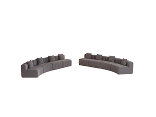 Canapé modulaire 8 places modenvie en chenille gris avec 2 coussins, composition arrondie, 388 x 76 x 73,6 cm