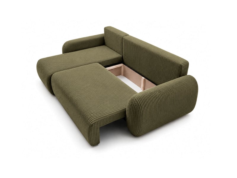  Alya - canapé d'angle convertible et réversible 3 places en velours côtelé  - Conforama D