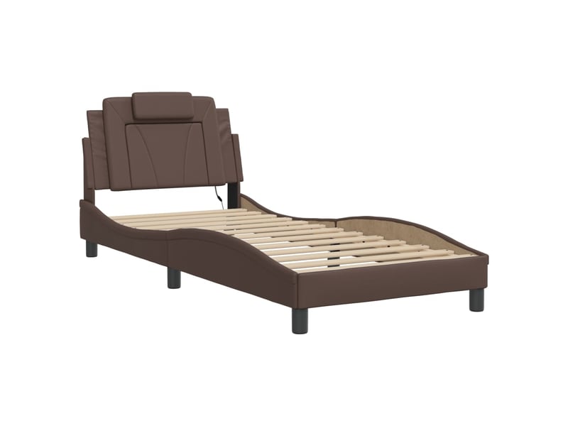  Lit simple- lit adulte -  cadre de lit viana avec led sans matelas marron 80x200 cm  - Conforama B
