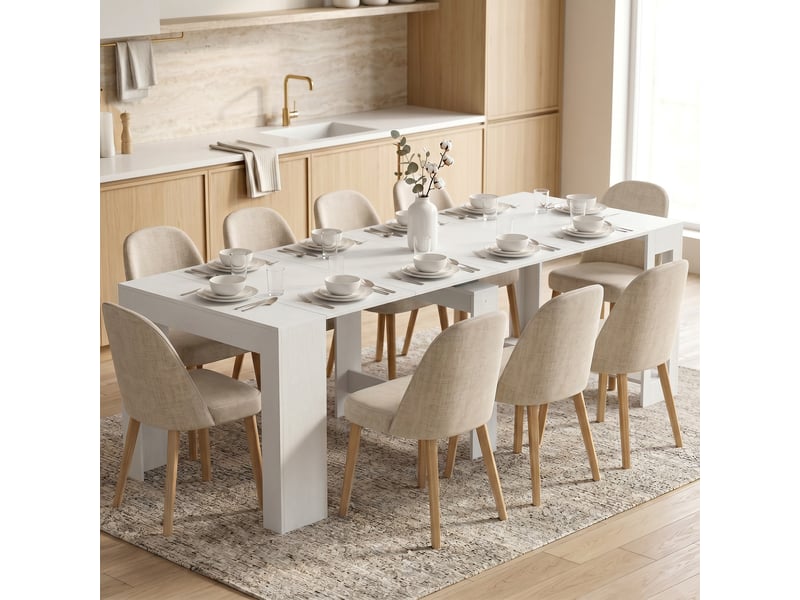  Console extensible pour 10 personnes, blanche  - Conforama C