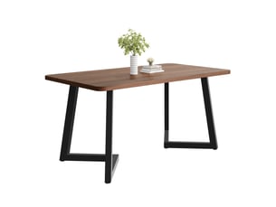 Table à manger rectangulaire 117×68 cm – plateau bois grainé, pieds métalliques – noir et noyer