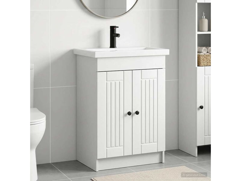 Ensemble de mobilier de salle de bain blanc 56x37.5x81 cm shl4515 - Conforama B