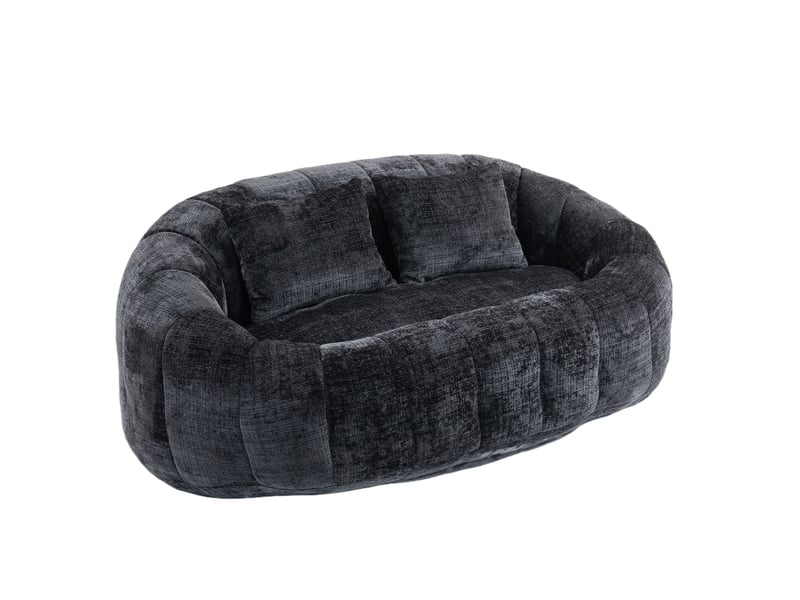  Canapé pouf modenvie 2 places en chenille noir 150 x 95 x 63 cm  - Conforama A