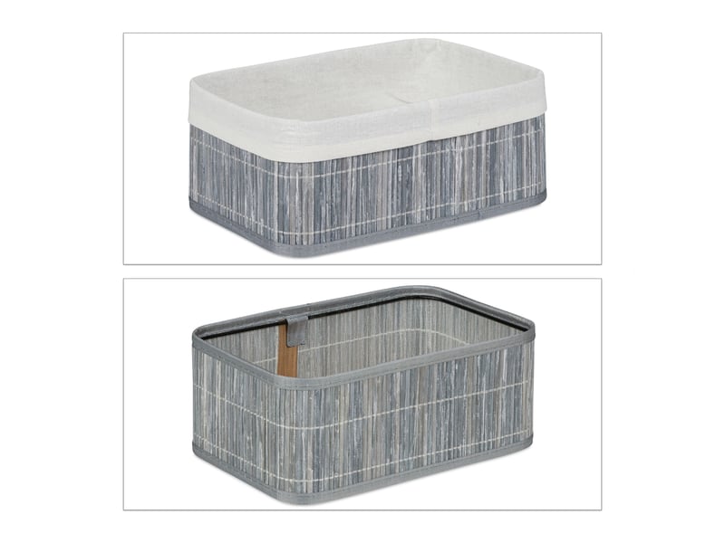  Lot de 3 boîtes de rangement en bambou déco pratique salle de bain 12,5 x 30 x 20 cm en bambou naturel 13_0005962  - Conforama C
