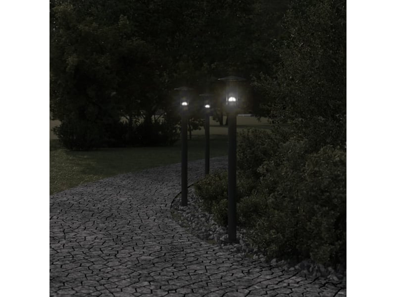  Lampadaires d'extérieur 3 pcs 100 cm acier inoxydable noir 02_0042545  - Conforama C