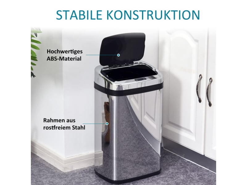 Poubelle automatique 30 l à capteur ir, carrée, en inox, avec bac intérieur en option - Conforama E