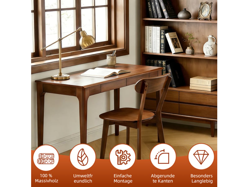  Lot de 2 chaises de salle à manger 49,5x40x78 cm en bois coloris noyer  - Conforama E