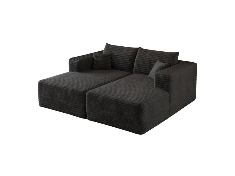 Canapé modulable convertible modenvie 2 places en velours côtelé noir 180 x 151 x 58 cm  - Conforama A
