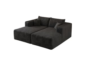 Canapé modulable convertible modenvie 2 places en velours côtelé noir 180 x 151 x 58 cm