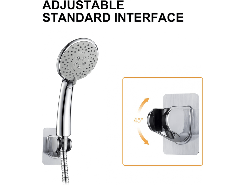  Support de douche sans perçage colle 3m - support de pommeau de douche universel, réglable (45°), pour pommeau de douche de salle de bain, chromé  - Conforama D