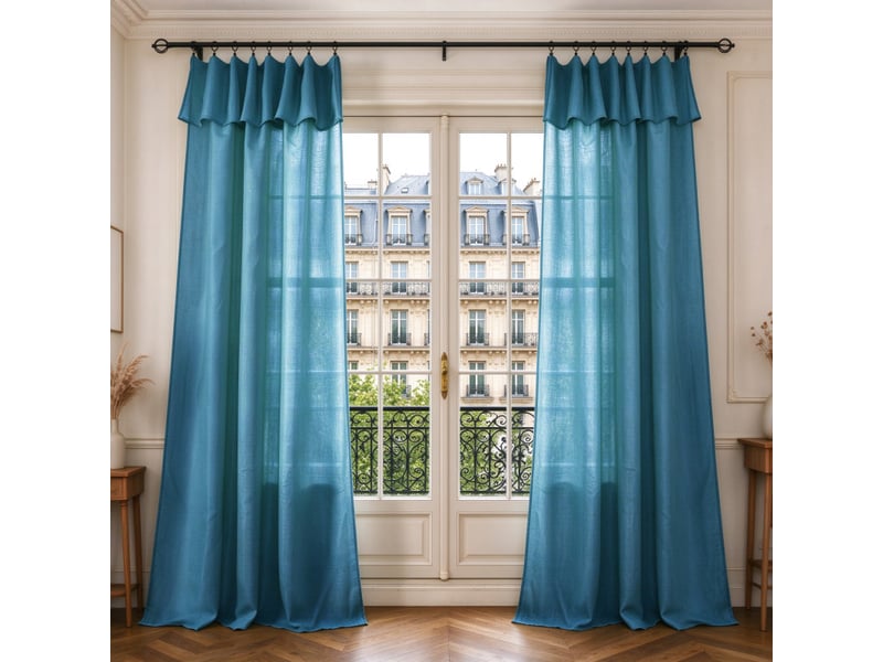  Lot de 2 voilages ajustables + 8 anneaux pince 140 x 270 cm evasion polyester effet lin  - Conforama A
