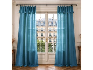 Lot de 2 voilages ajustables + 8 anneaux pince 140 x 270 cm evasion polyester effet lin