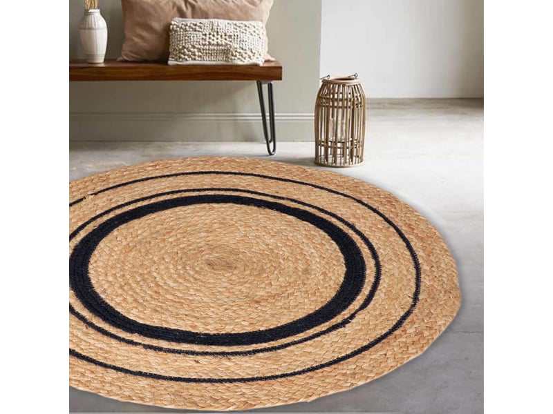 Tapis rond en jute tressé naturel, 120 cm, dylrev 69001 - Conforama E