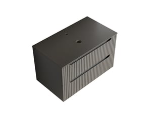 Meuble sous vasque suspendu avec 2 tiroirs et plateau en pierre frittée pour salle de bain gris foncé 80 × 46 × 49,2 cm