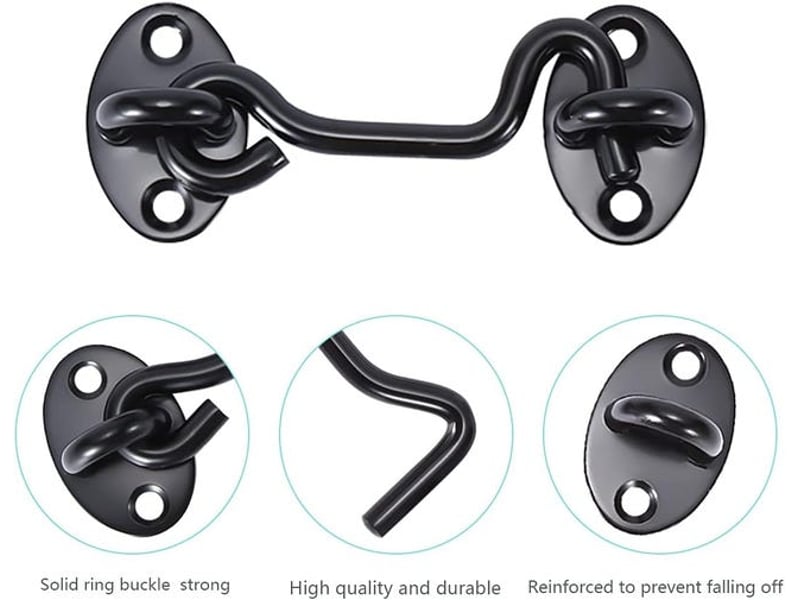  Ensemble de deux crochets de trappe, verrou de porte en acier inoxydable noir, convient aux fenêtres, portes de grange HRC0003731LY - Conforama D