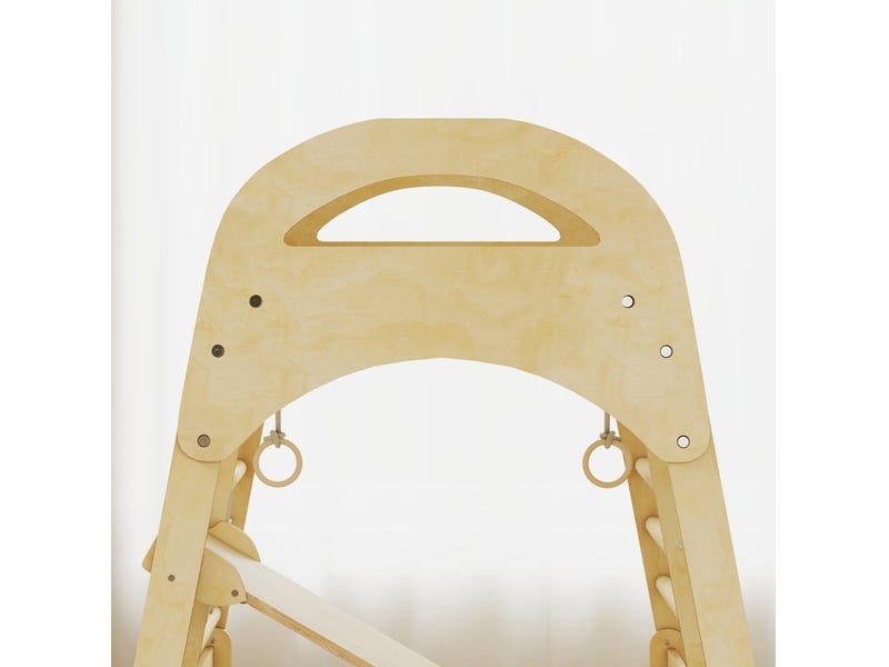  Structure d'escalade intérieure 6 en 1 108 x 120 x 59 cm en bois, dès 3 ans avec toboggan réversible  - Conforama E